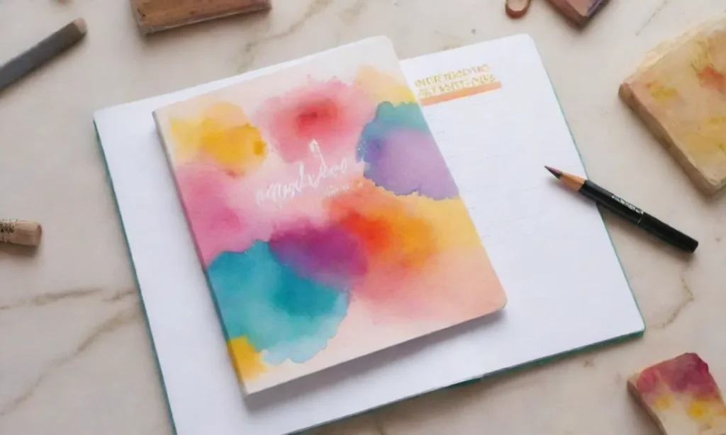 Caminos de autodescubrimiento para aumentar la confianza 2 Un diario personal colorido junto con un lápiz